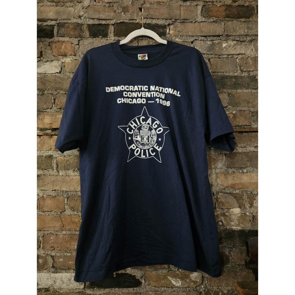 Vintage Democratic National Convention Shirt Mens XL Chicago Police Graphic 90s - Picture 1 of 6